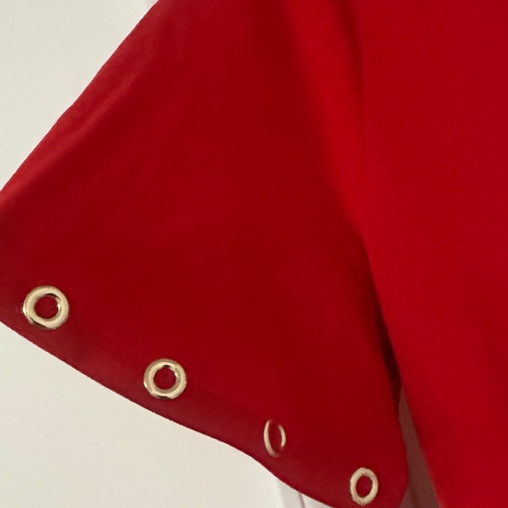 Michael Kors Vivid Red Blouse with Grommet Sleeves NWT Size M - Picture 3 of 4